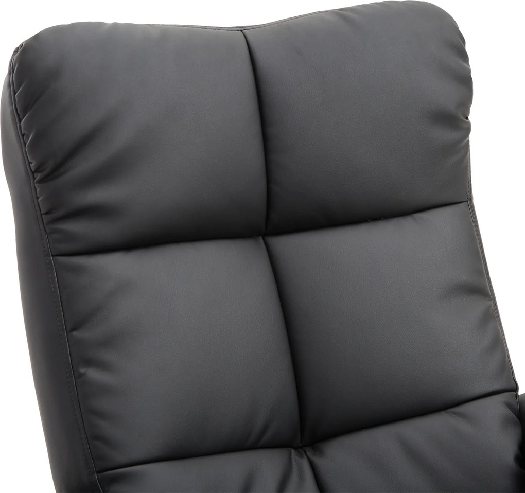 HOMCOM Fotel relaksacyjny TV z funkcją obrotu 360° i podnóżkiem Rozkładany Czarny Drewniana rama 80x86x99cm | Aosom PL