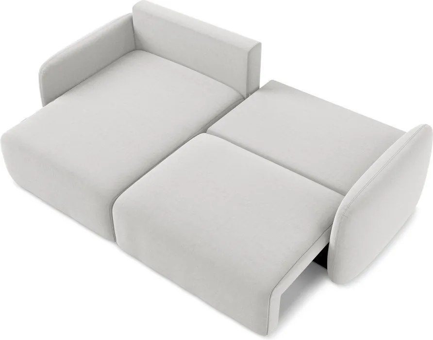 Jasnoszary aksamitny rozkładany/ze schowkiem narożnik (lewostronny/z szezlongiem) Kalena – Makamii