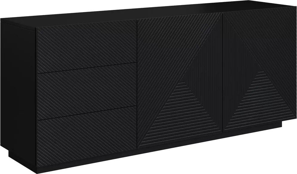Komoda Asha 167 cm dwudrzwiowa z szufladami - czarny mat