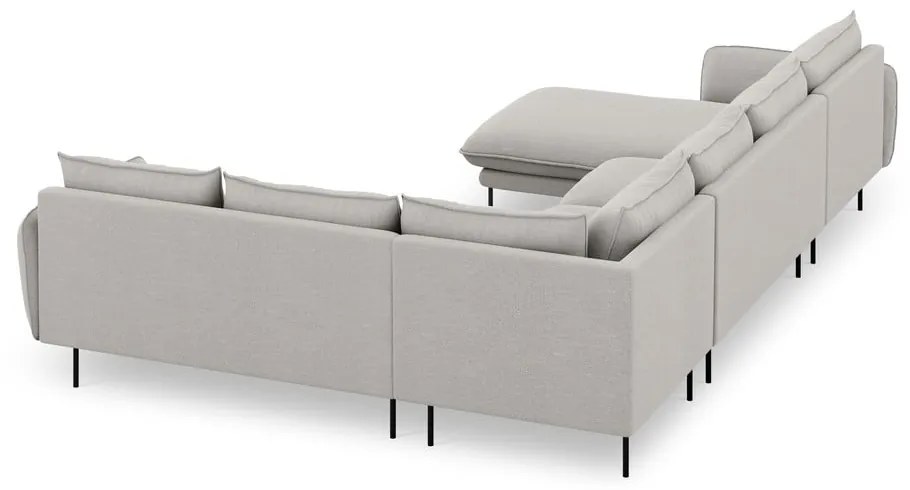 Jasnoszara sofa w kształcie litery U Cosmopolitan Design Vienna, prawostronna