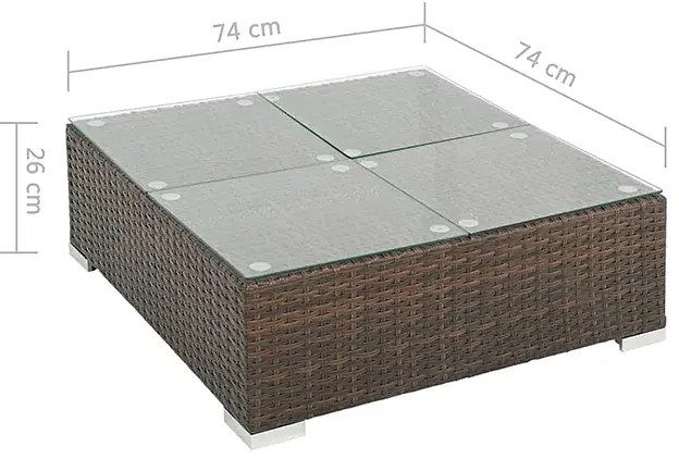 8-częściowy zestaw ogrodowy ze stolikiem brązowo-śmietankowy - Merido 8B
