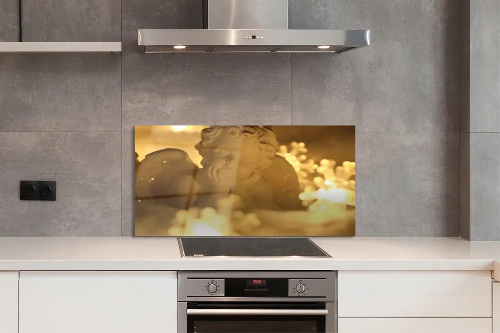 Panel szklany do Kuchni Śpiący Aniołek w Blasku Lampek