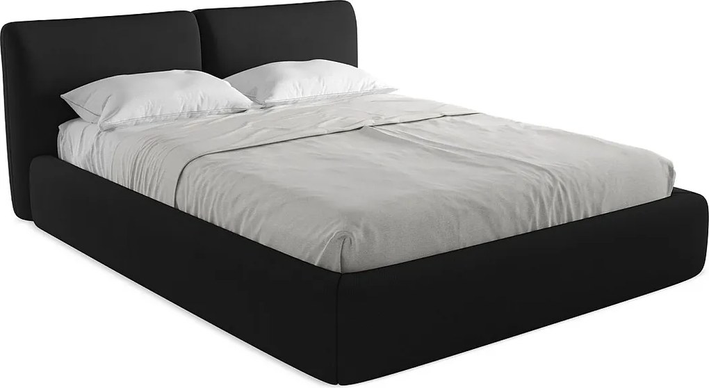 Łóżko 180 x 228 - z tkaniny szenilowej - czarny - HOKU