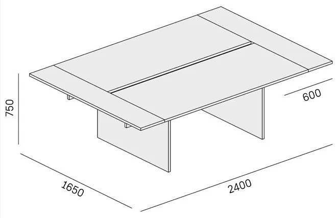 Biurko double SOLID + 2x rozszerzenie blatu, 240x165 cm, biały