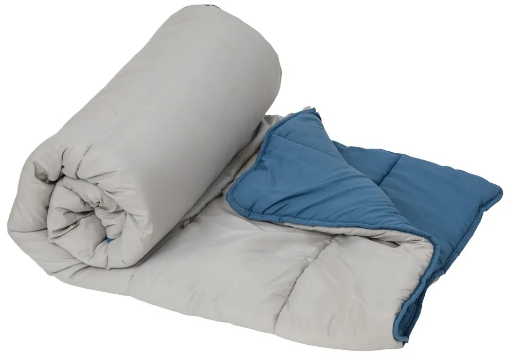 Całoroczna pikowana kołdra 140x200 cm z włókna wydrążonego, niebieska