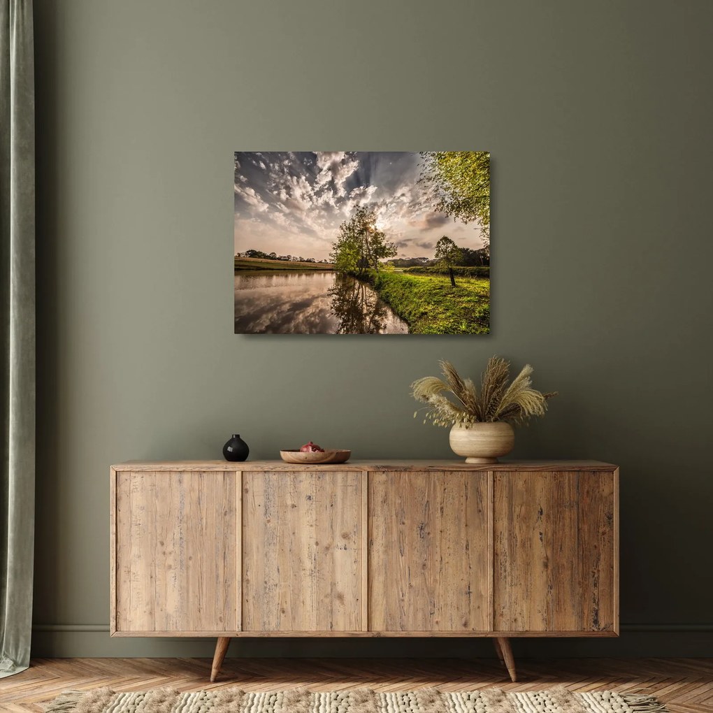 Obraz na szkle - natura z promieniami (70x50 cm)