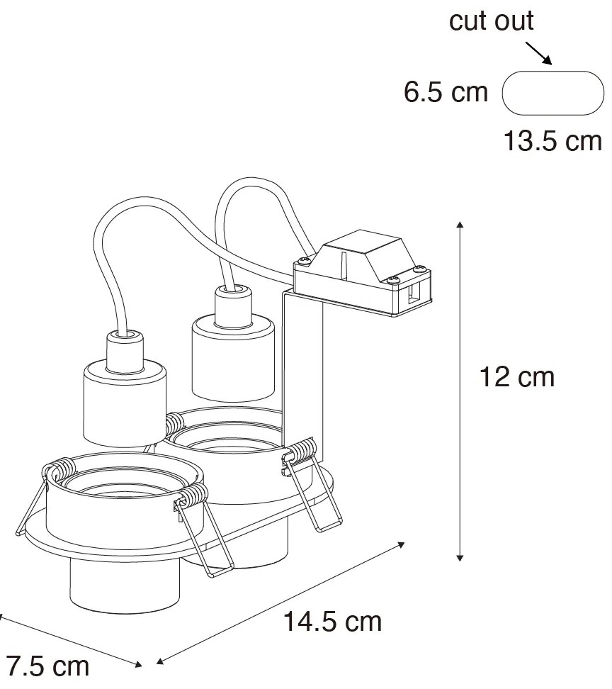 Set van 6 inbouwspots wit GU10 35mm kantelbaar 2-lichts - Installa Nowoczesny Oswietlenie wewnetrzne