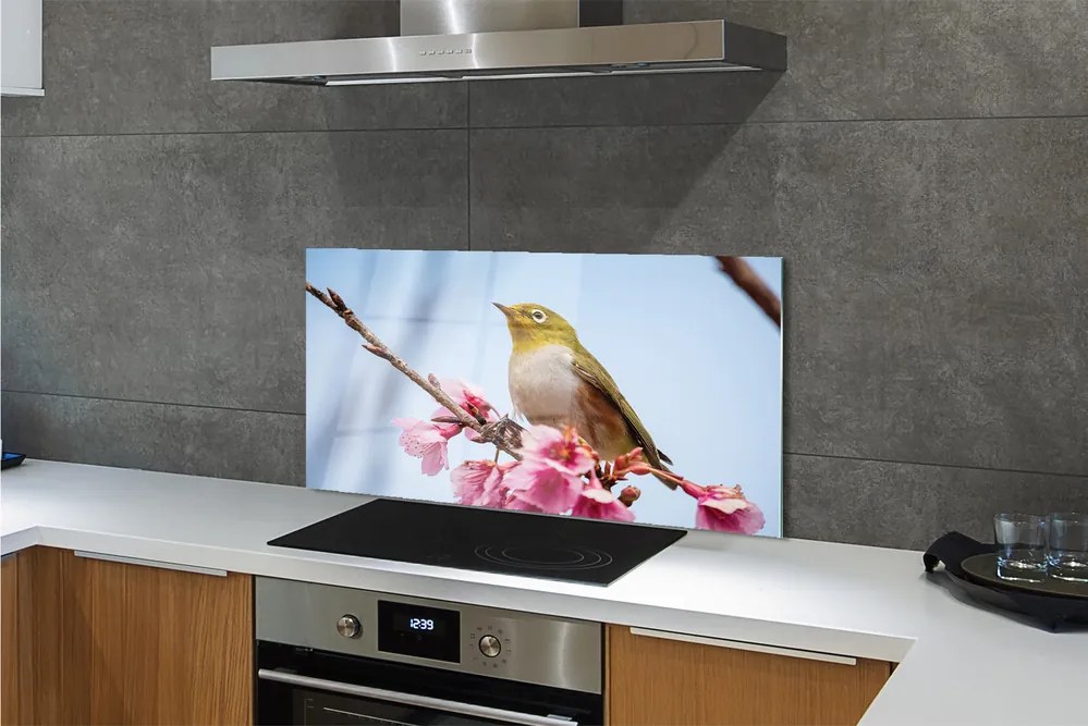 Szkło do Kuchni na Ścianę Samotny Ptak na Gałęzi