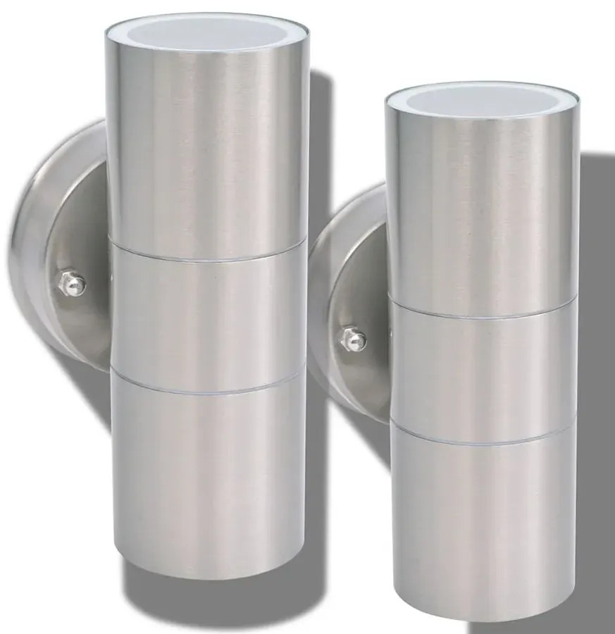 Nowoczesny komplet 2 srebrnych kinkietów zewnętrznych - O-005 C8-W64