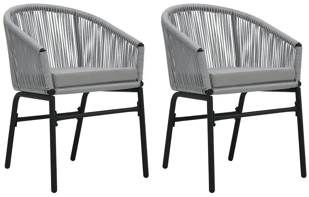 Zestaw 2 rattanowycvh antracytowych krzeseł ogrodowych E3-P14