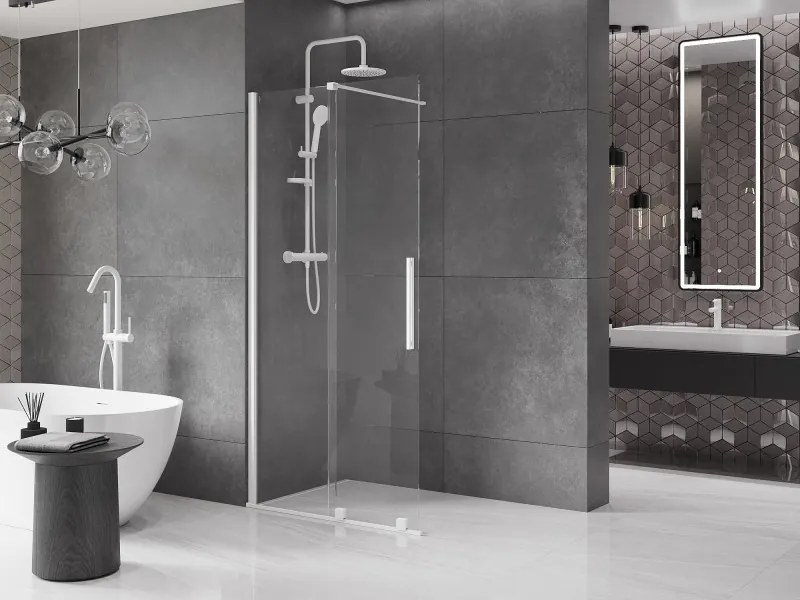 Mexen Velar ścianka prysznicowa rozsuwana Walk-in 120 x 200 cm, transparent 8 mm, biała - 871-120-000-03-20