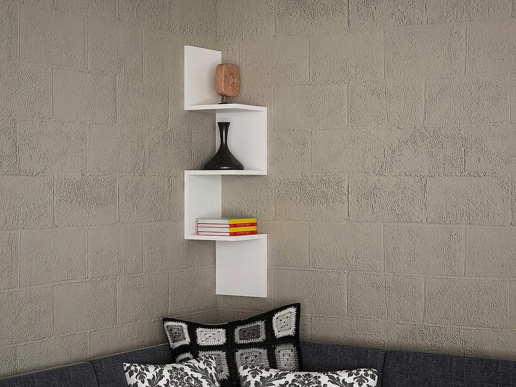 Półka ścienna w stylu skandynawskim – 25 x 105,4 x 25 cm – biała – płyta wiórowa