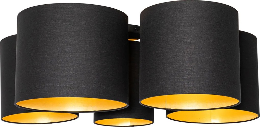 Plafon czarny ze złotym wnętrzem 5-świateł - Multidrum