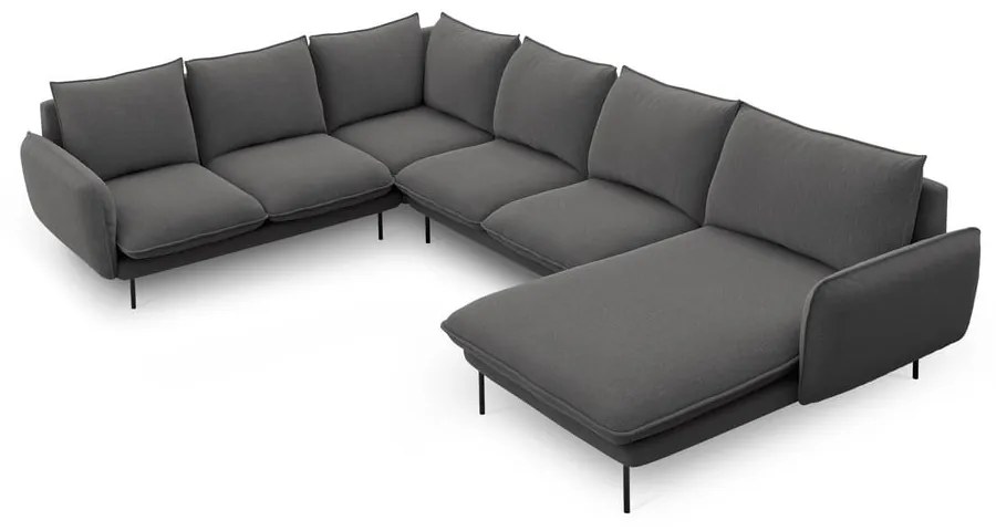 Ciemnoszara sofa w kształcie litery U Cosmopolitan Design Vienna, lewostronna