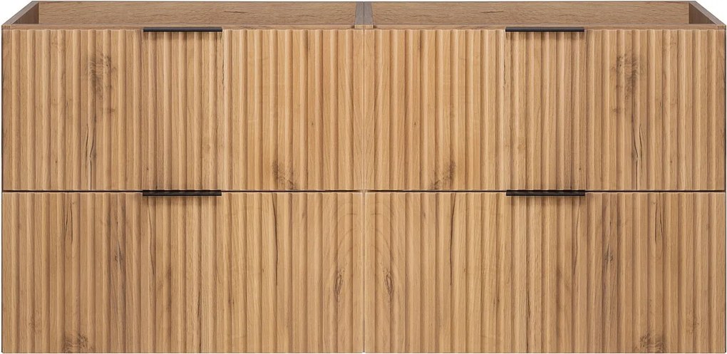 Szafka pod umywalkę, Dąb Craft + czarny uchwyt, 120 ( 2 x 60) x 57 x 46 cm