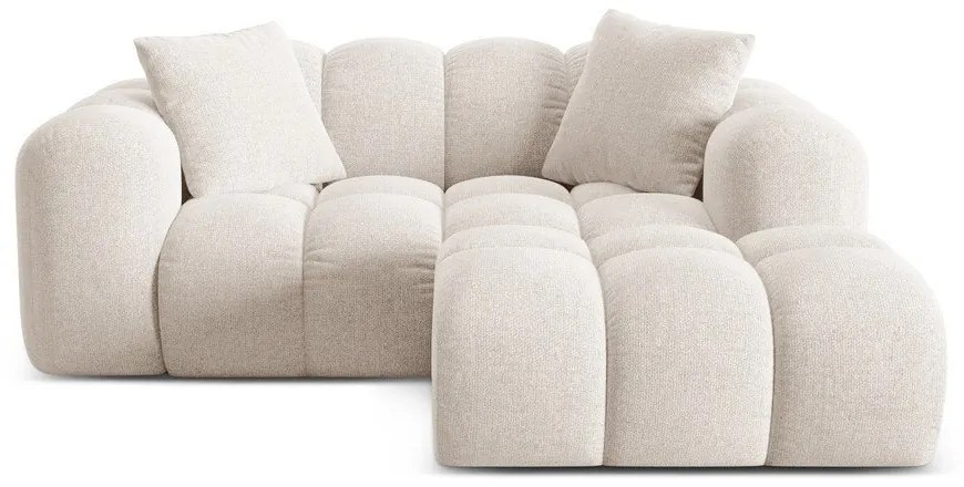 Kremowy narożnik z tkaniny szenilowej (prawostronny/z szezlongiem) Treno – Cosmopolitan Design