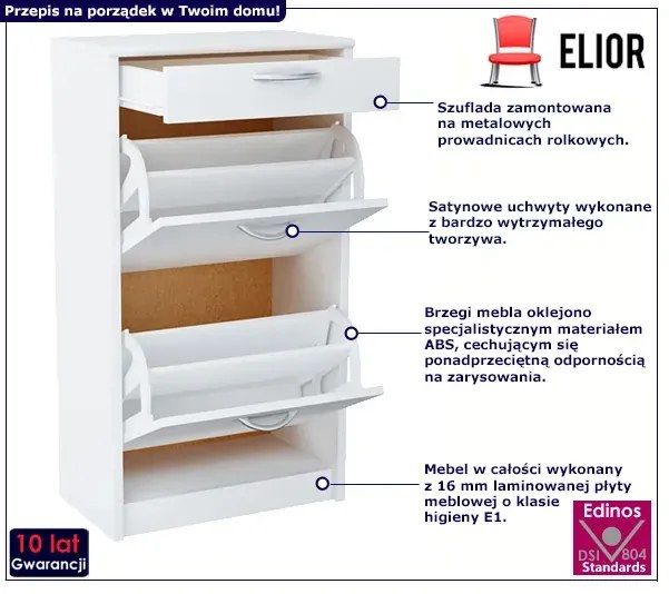 Biała szafka na buty z szufladą E2-H96