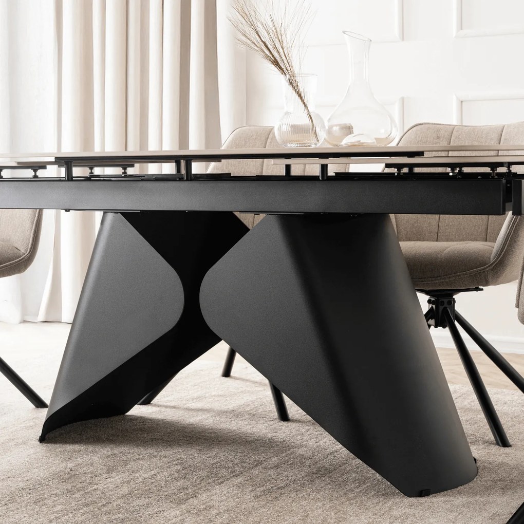 Ceramiczny stół z rozkładanym blatem Verona 160-240 cm, dąb/czarny
