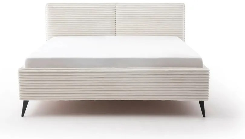 Beżowe tapicerowane łóżko dwuosobowe ze schowkiem ze stelażem 180x200 cm Matera – Meise Möbel