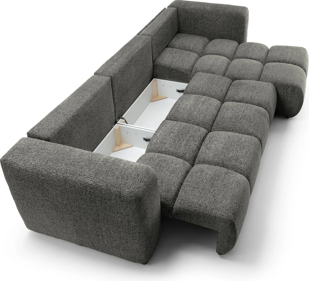 Masseno Narożnik ARTE z funkcją spania i pojemnikiem na pościel Narozniki L, Rozkładana sofa - Szary, BELLO 20