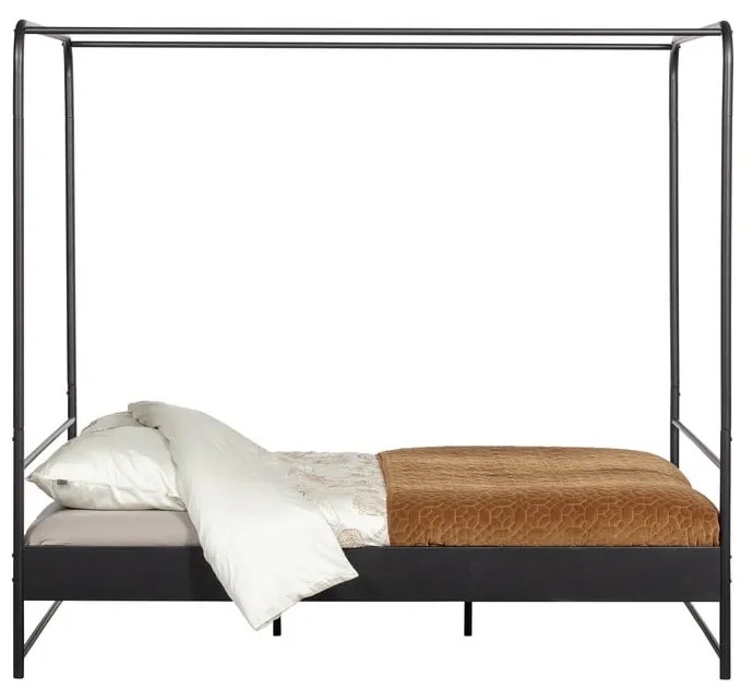 Czarne metalowe łóżko dwuosobowe vtwonen Bunk, 160x200 cm