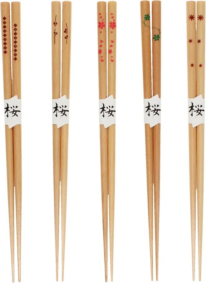 Drewniany zestaw pałeczek w naturalnym kolorze 5 szt. Delicate – Rex London