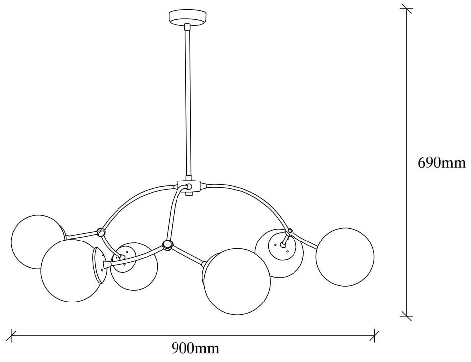 Biało-czarna lampa wisząca ze szklanym kloszem ø 90 cm Kromozom – Opviq lights