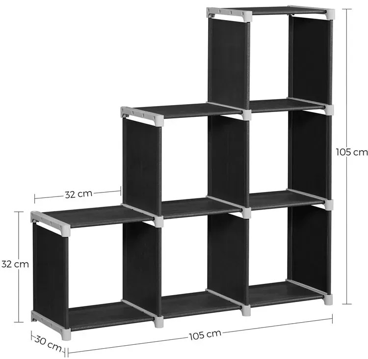 Czarny regał schodkowy tekstylny K3-P14