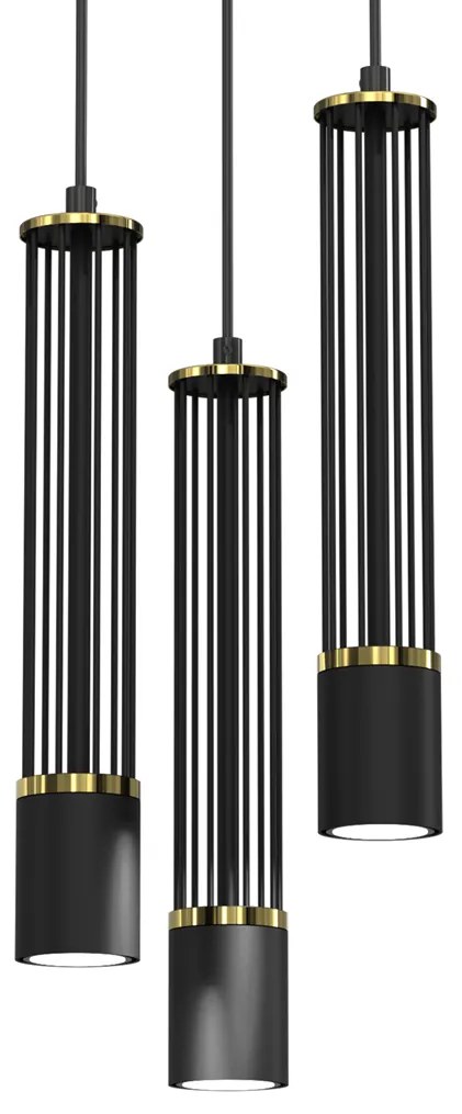 Lampa wisząca ESTILO 3xGU10, potrójna, czarne tuby, na kole