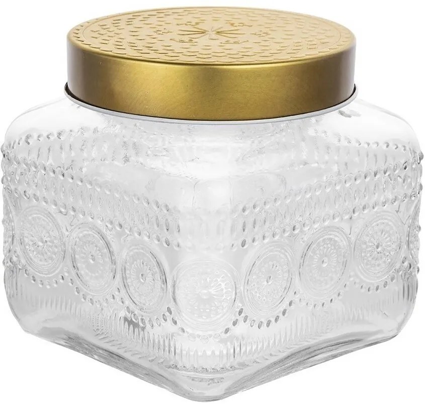 Altom Zestaw szklanych pojemników z złotą pokrywką Daisy 1,3 l, 4 szt., 1,3 l