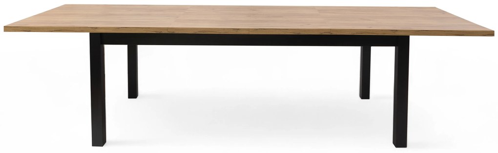 Stół rozkładany Werona 160-200x90 cm - dąb lefkas / czarne nogi