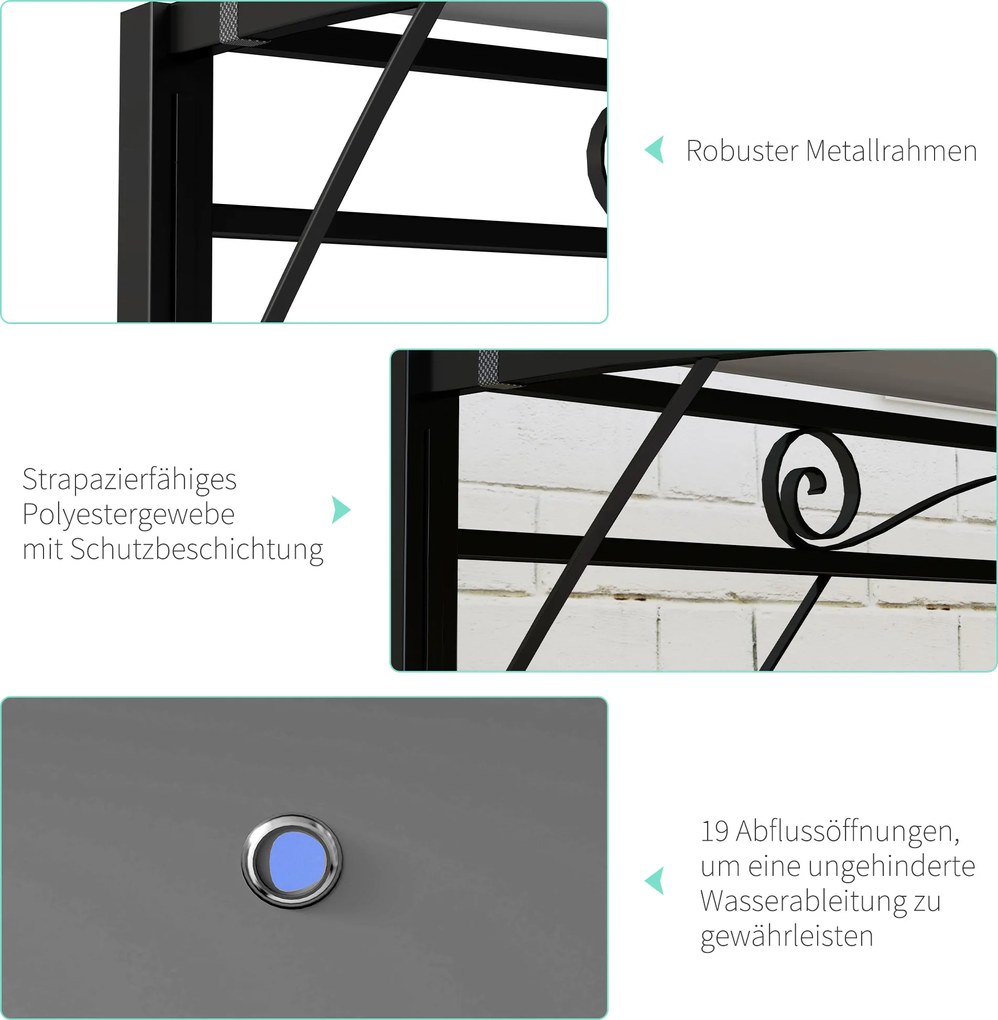 Outsunny Pawilon z rozkładaną częścią dachu, odporny na warunki atmosferyczne, 3 x 2,5 m, ciemnoszary | Aosom PL