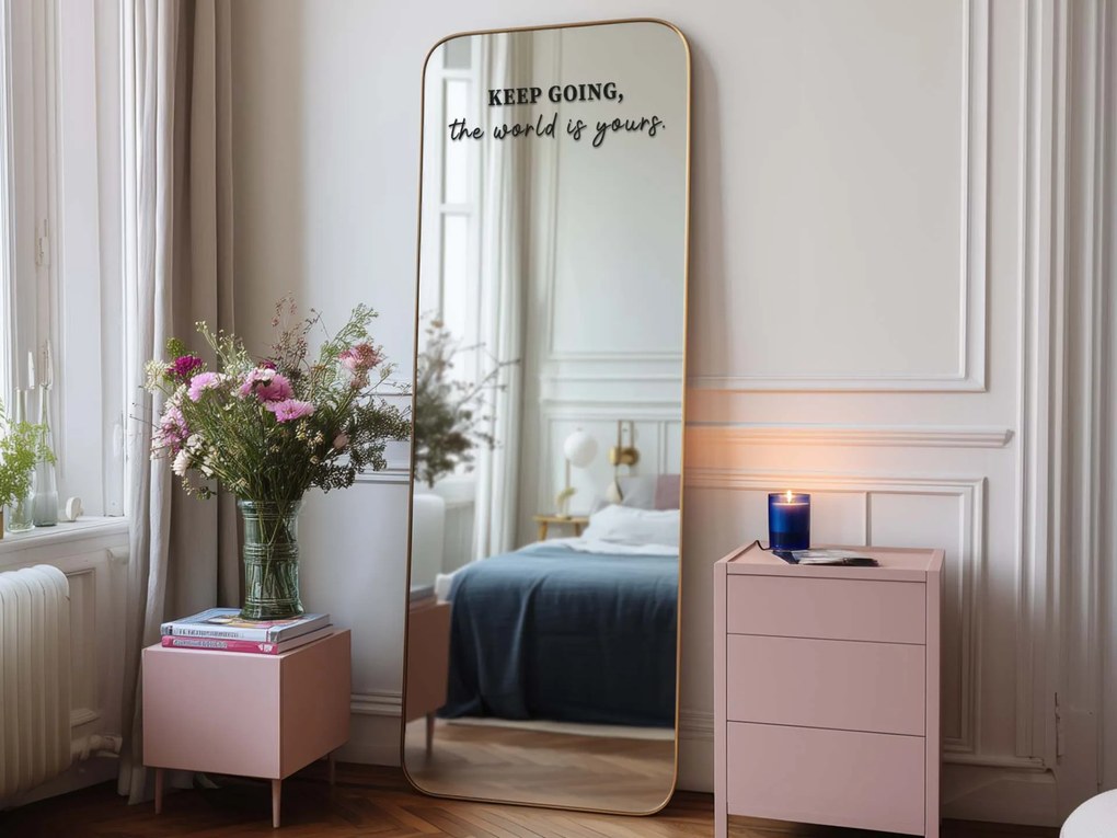 Naklejka na lustro S27 – KEEP GOING, the world is yours.
