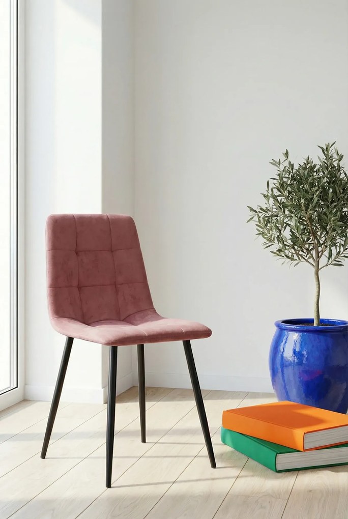 Ciemnoróżowe krzesło tapicerowane pikowane K6-F55