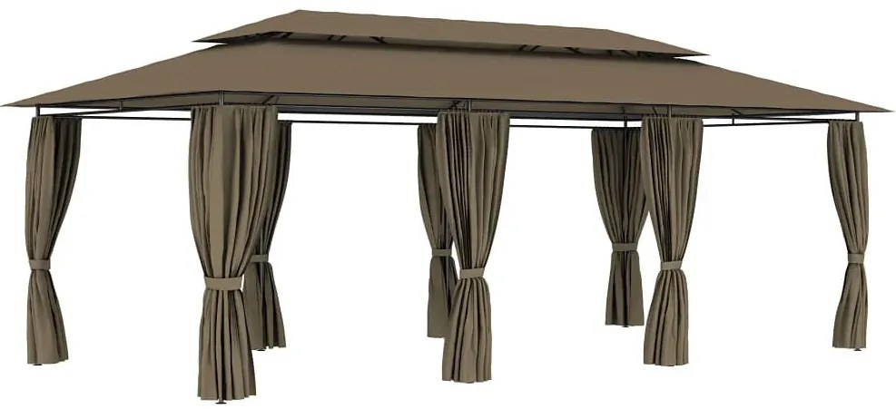 Altana ogrodowa z zasłonami taupe C8-B74