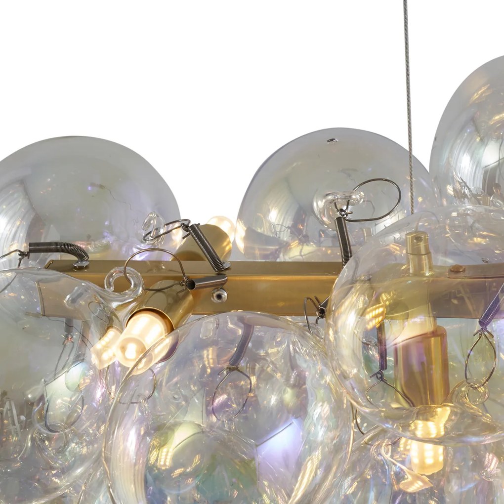 Designerska lampa wisząca złota z tęczowym szkłem 8-punktowa - UvasDesignerski Oswietlenie wewnetrzne