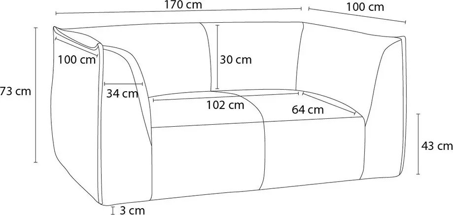 Ciemnoszara sztruksowa sofa 170 cm Giorgia – Bobochic Paris
