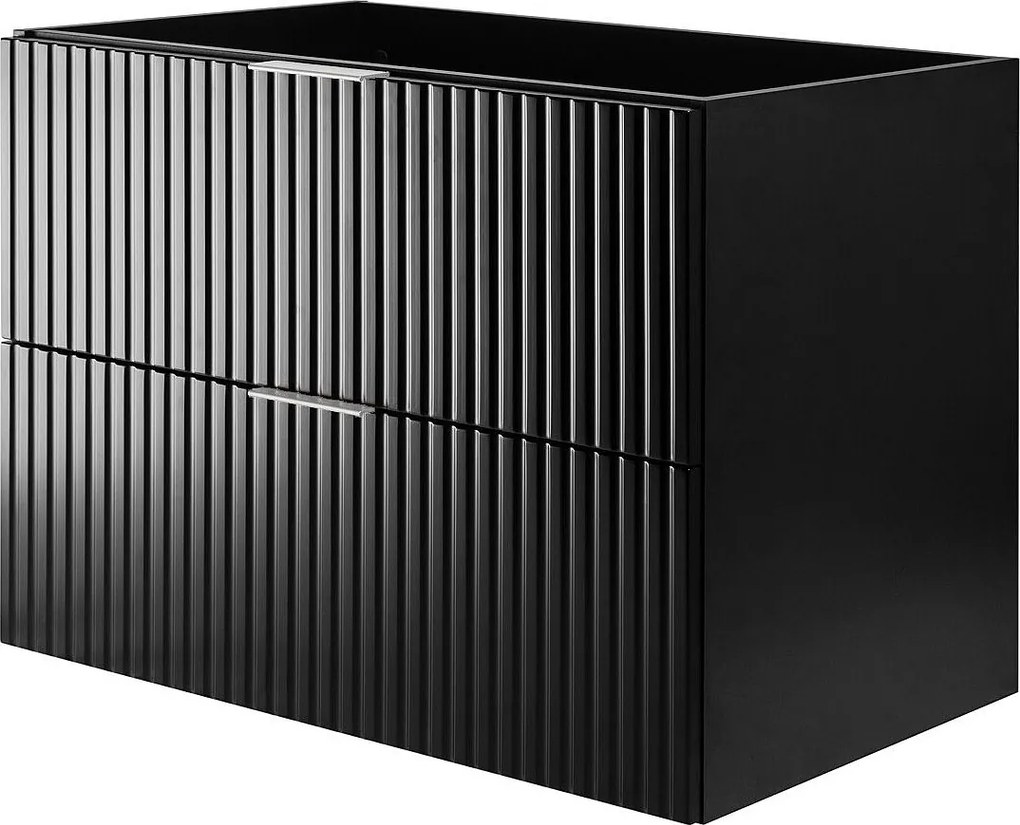 Szafka pod umywalkę, Czarny, 80 x 57 x 46 cm, uchwyt srebrny, bez blatu