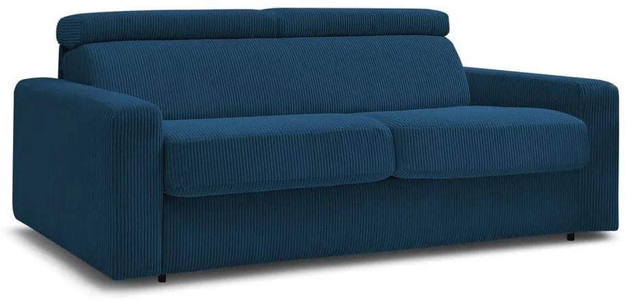 Ciemnoniebieska sztruksowa rozkładana sofa 215 cm Monaco – Bobochic Paris