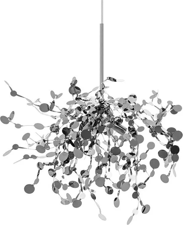 Designerska lampa wisząca Monete Single, chromowana
