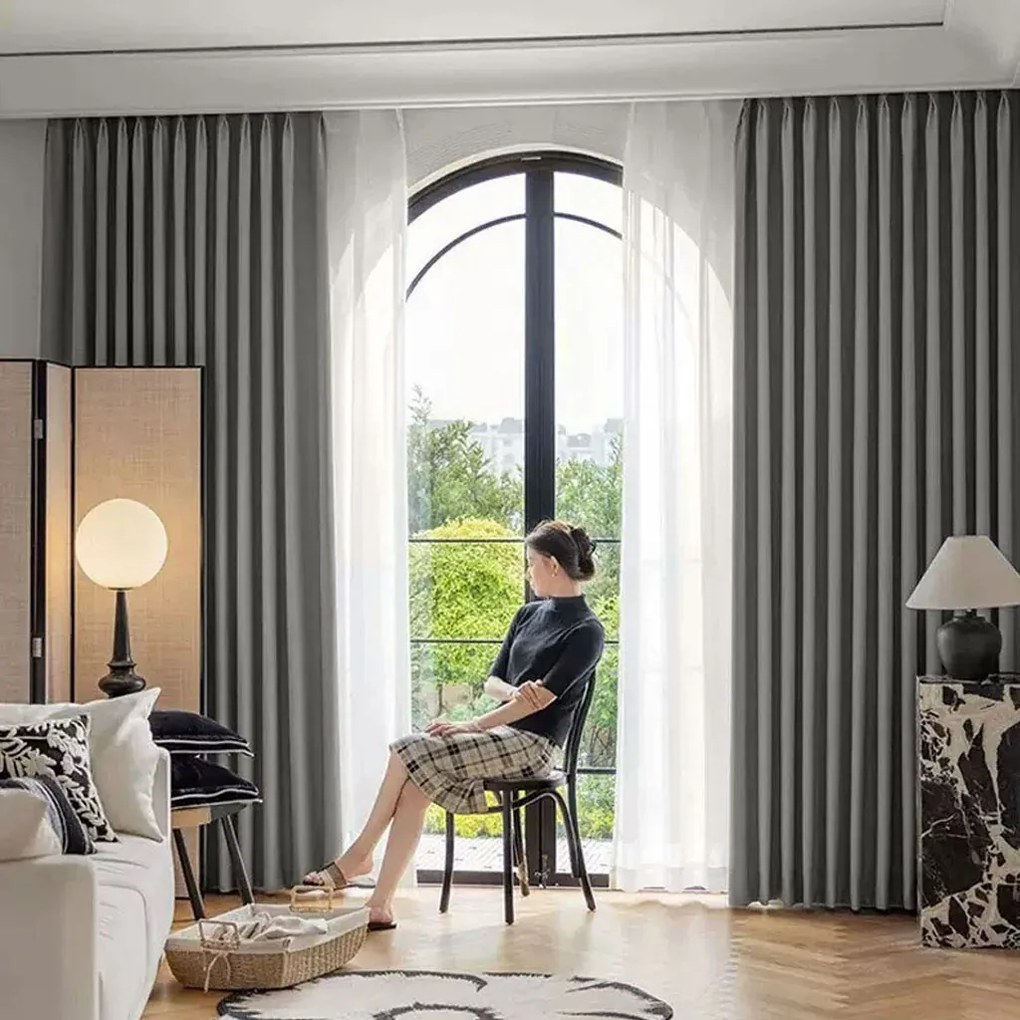 ARÔME HOME Zasłona zaciemniająca beżowo-szara, 135x 245 cm