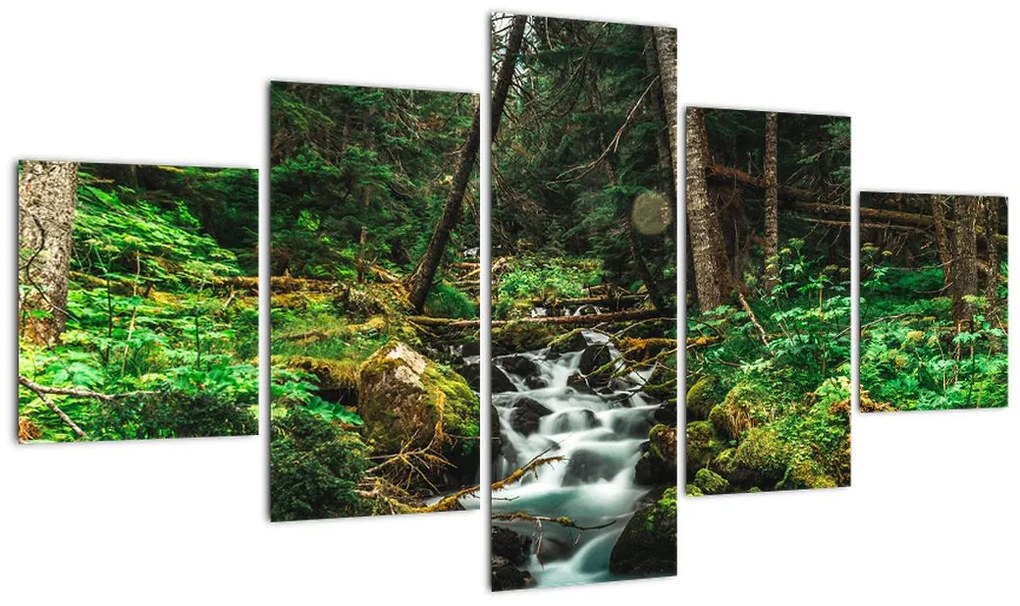 Obraz strumienia w lesie (125x70 cm)