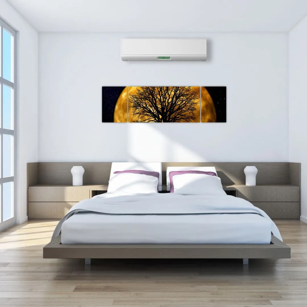 Obraz księżyca i sylwetki (170x50 cm)