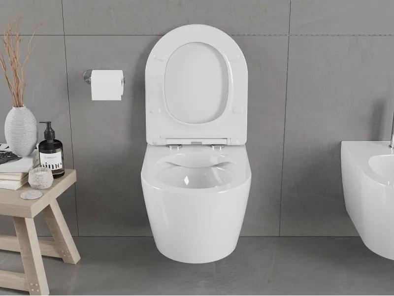 Mexen Carmen miska wc Rimless z deską wolnoopadającą slim, duroplast, biała połysk - 30880400