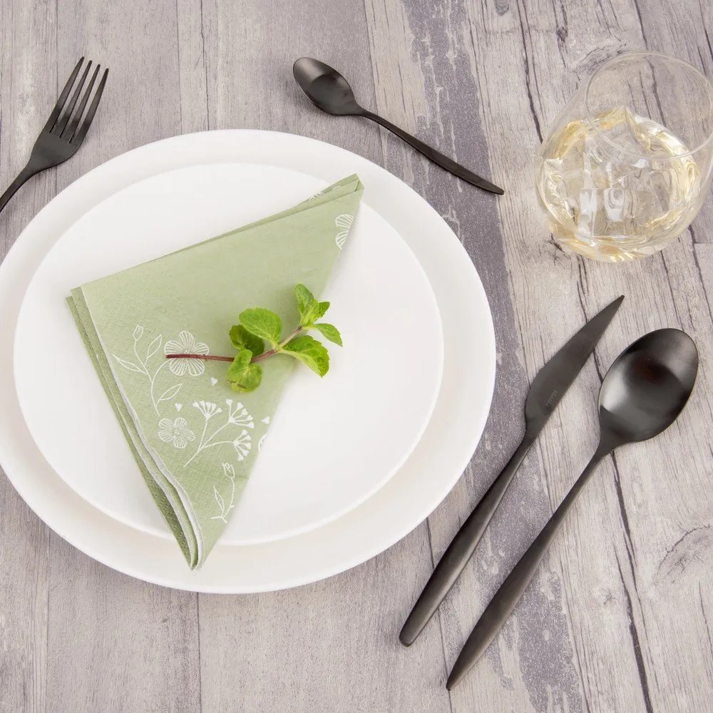 Czarne sztućce ze stali nierdzewnej 24 szt. – Orion