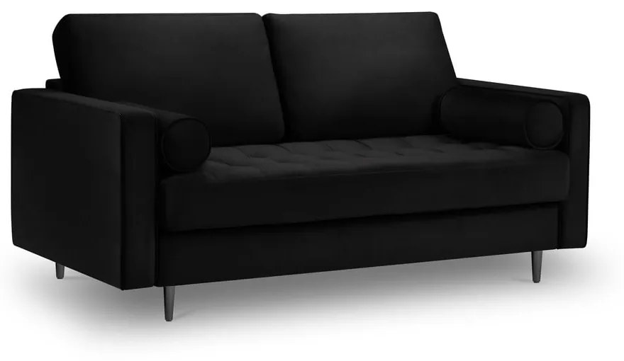 Czarna aksamitna sofa Milo Casa Santo, 174 cm