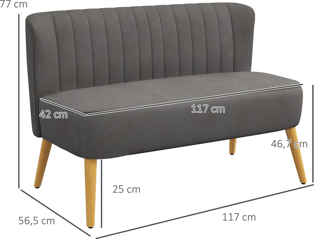 HOMCOM Sofa retro 2osobowa Wymiary 117 dł x 565 szer x 77 wys cm Kolor ciemnoszary | Aosom PL
