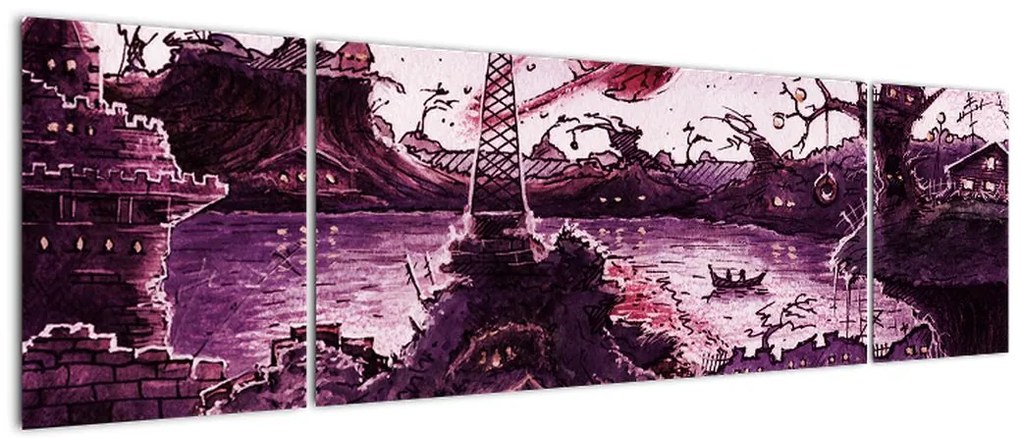 Obraz - Zaczarowana wioska (170x50 cm)