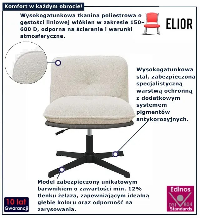 Kremowy tapicerowany fotel obrotowy W4-S63