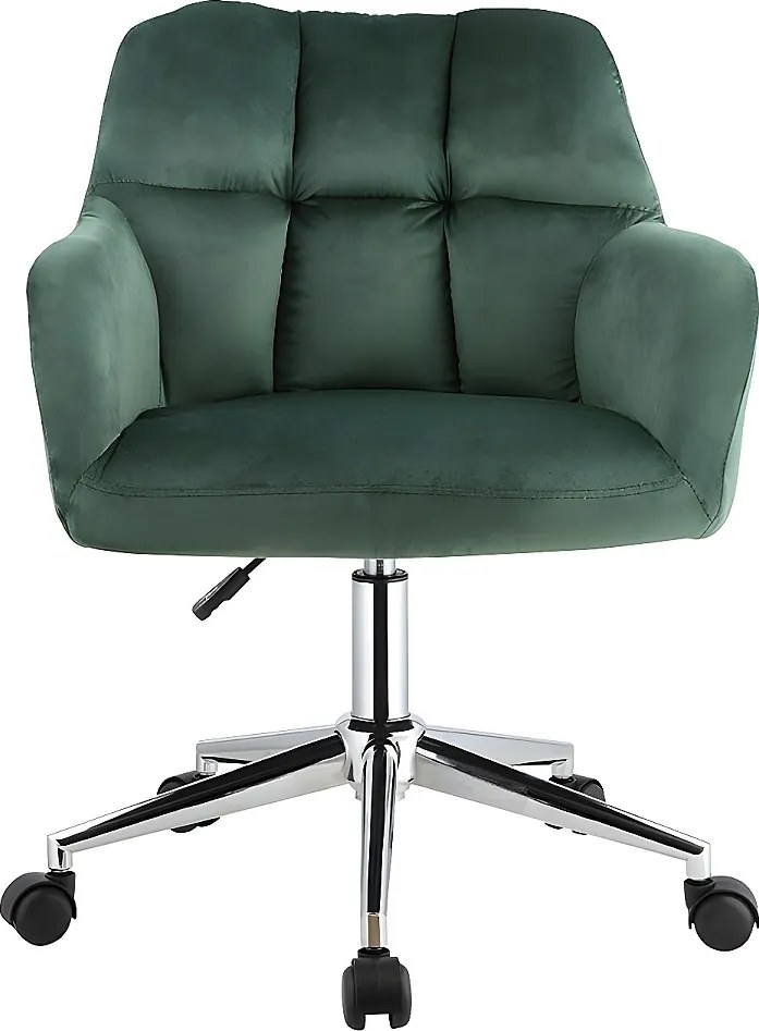 Fotel biurowy PEGA – welur – regulacja wysokości – kolor zielony